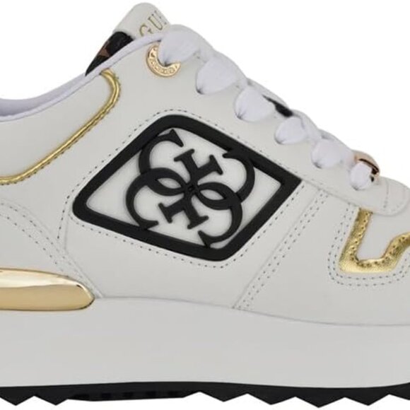 GUESS Koyaa Women's Quattro G Logo Retro Jogger Sneakers Lace Up White Gold 10 - Picture 5 of 10